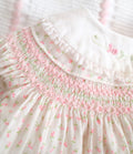 Pink Tulip Dress - Hand Embroidered and Smocked