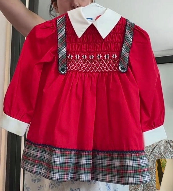 Vintage - Plaid & Red Dress