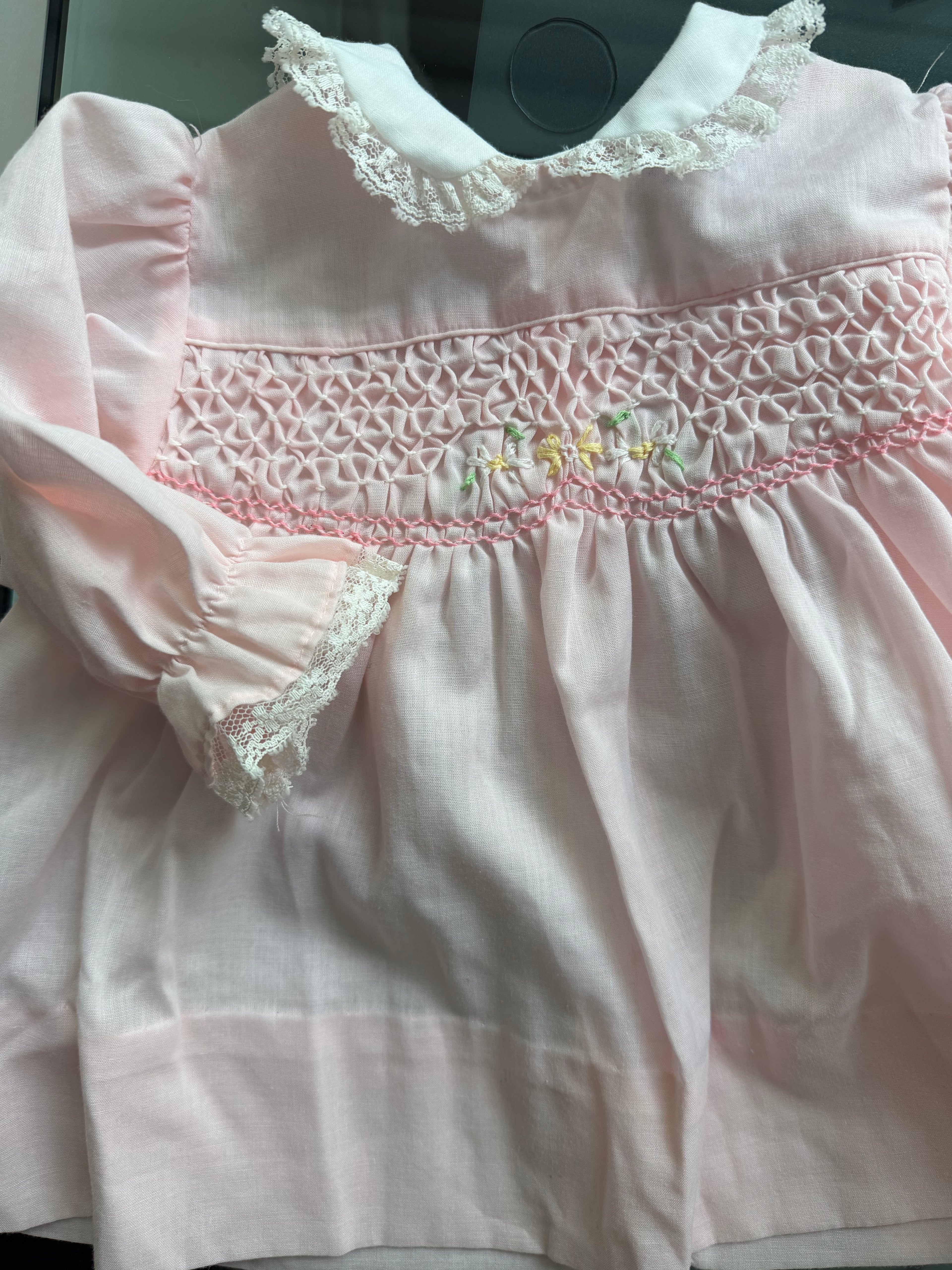 Pink handsmocked 3-9m Dress