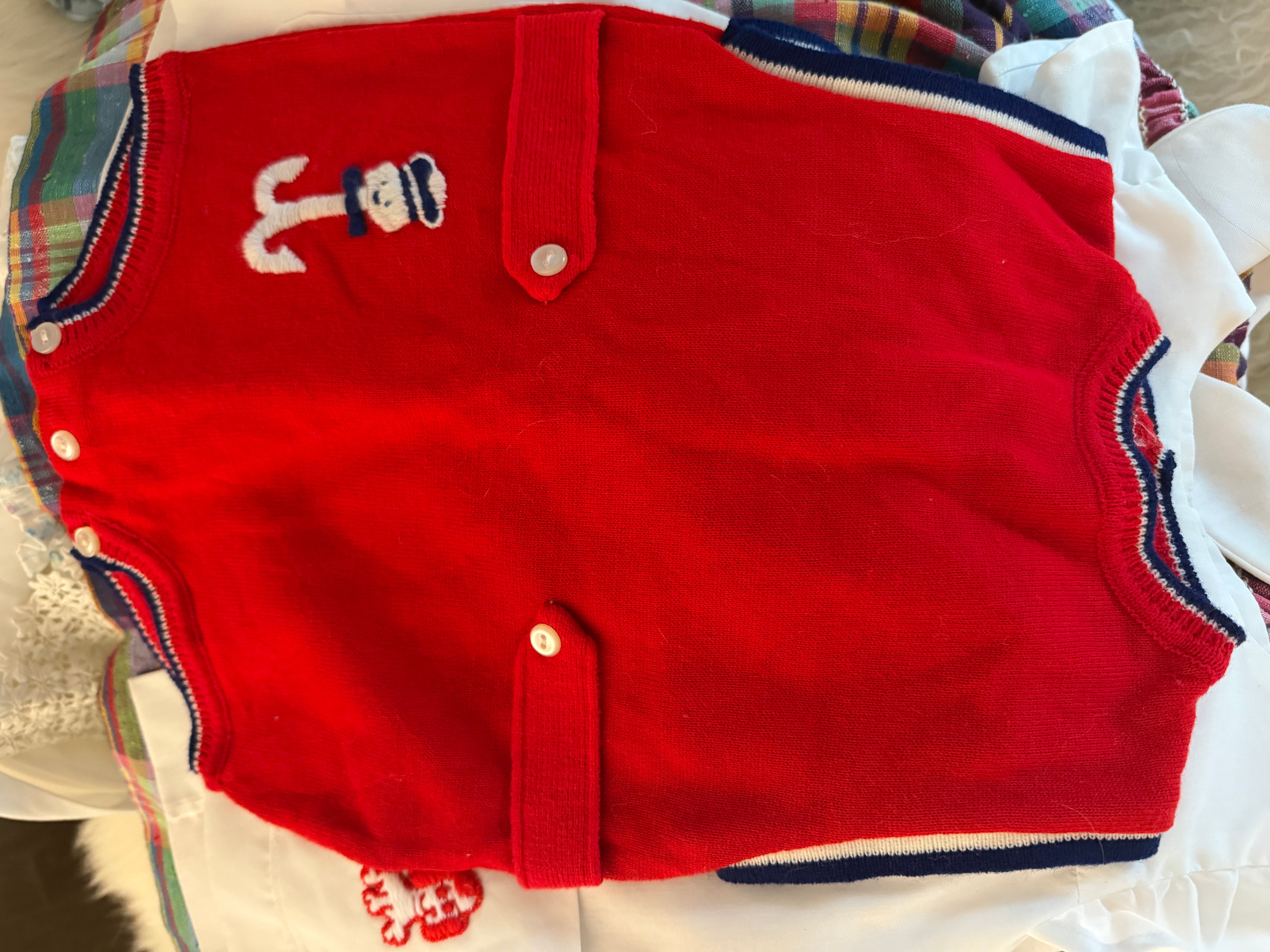 Vintage - Red Knit Anchor Onsie