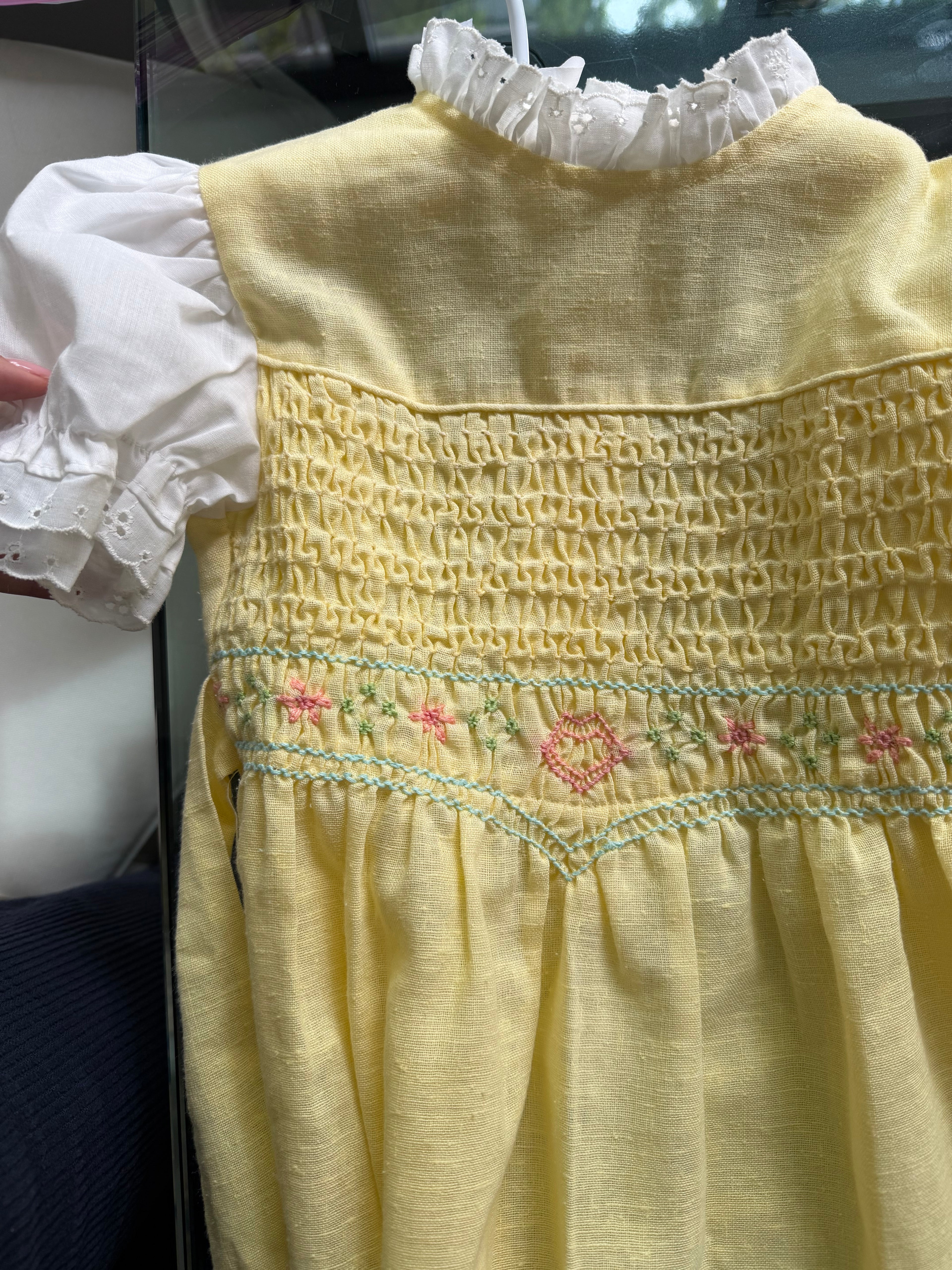Yellow Linen Handsmocked Dress