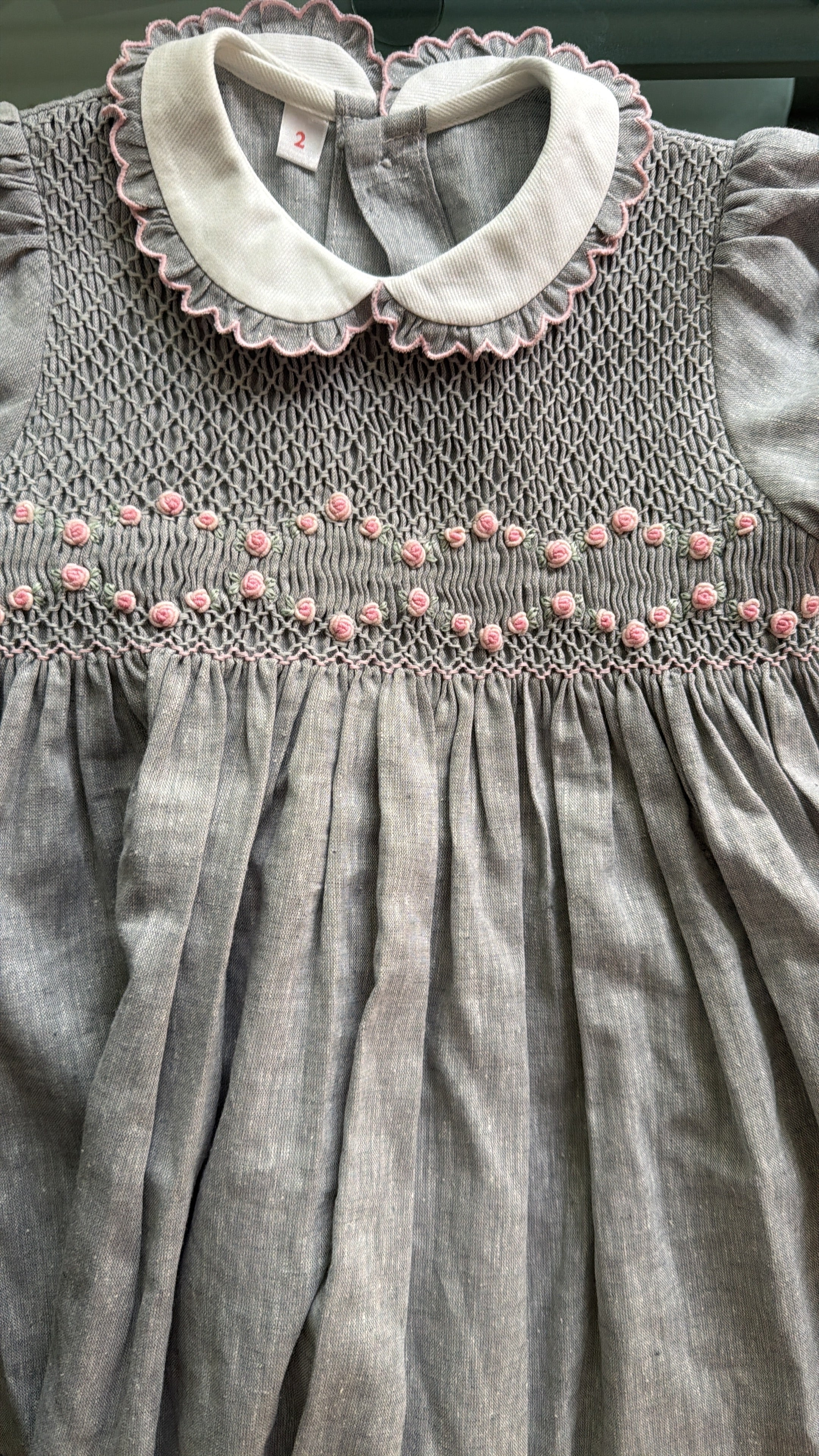 Gray and Pink Roses Dress 2T