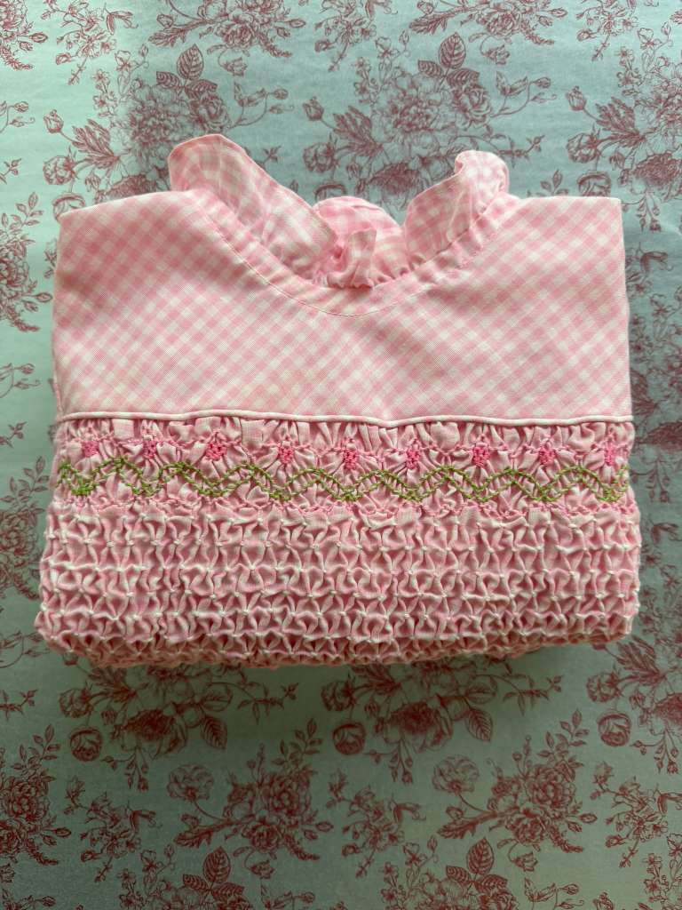 Pink Gingham Handsmocked Dress - 4T