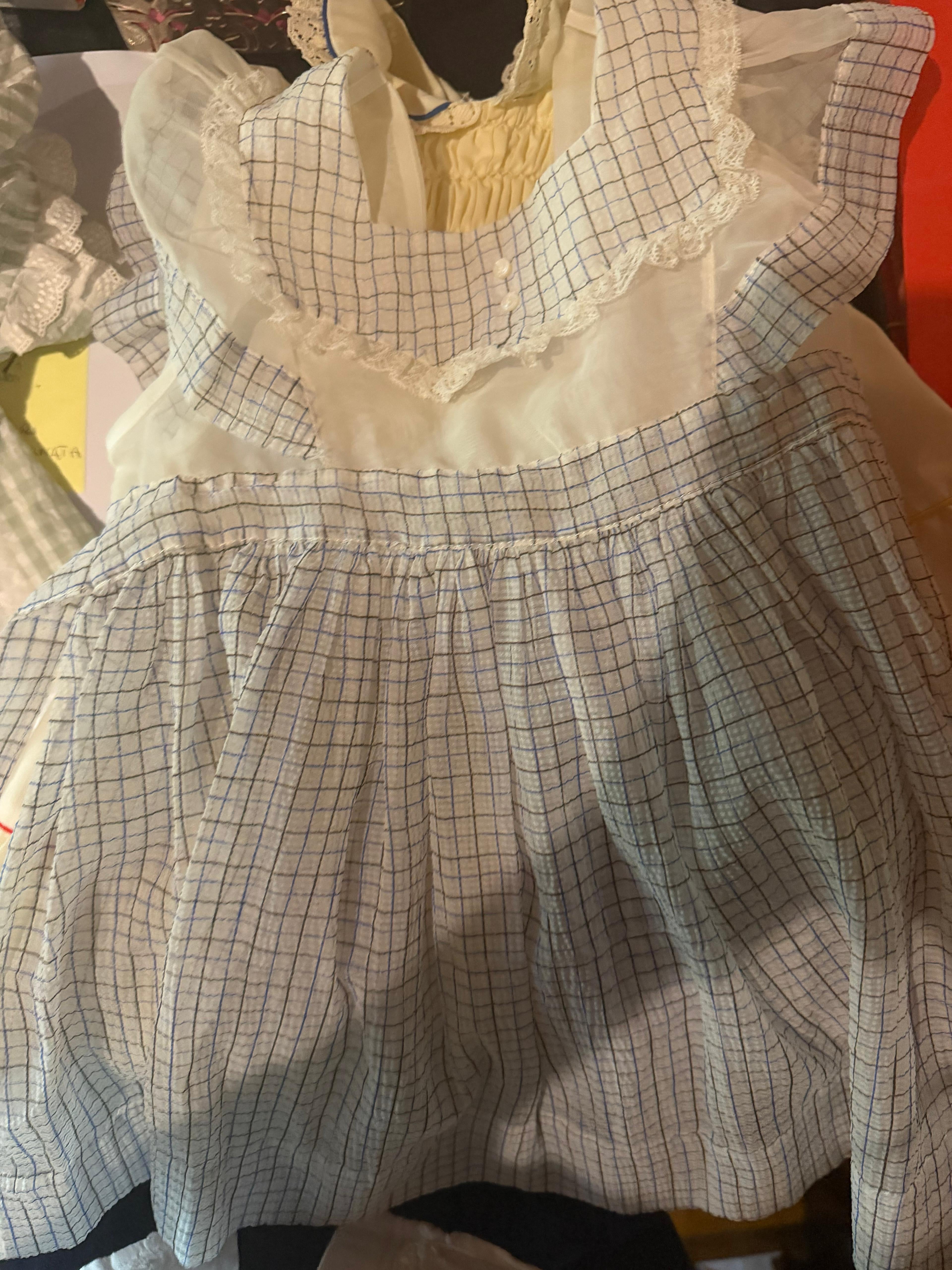 Plaid Blue Transparent Dress - Vintage