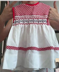 Vintage - White and Gingham Sleeveless Dress - 2T