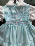 Light Blue Handsmocked and Embroidered Dress
