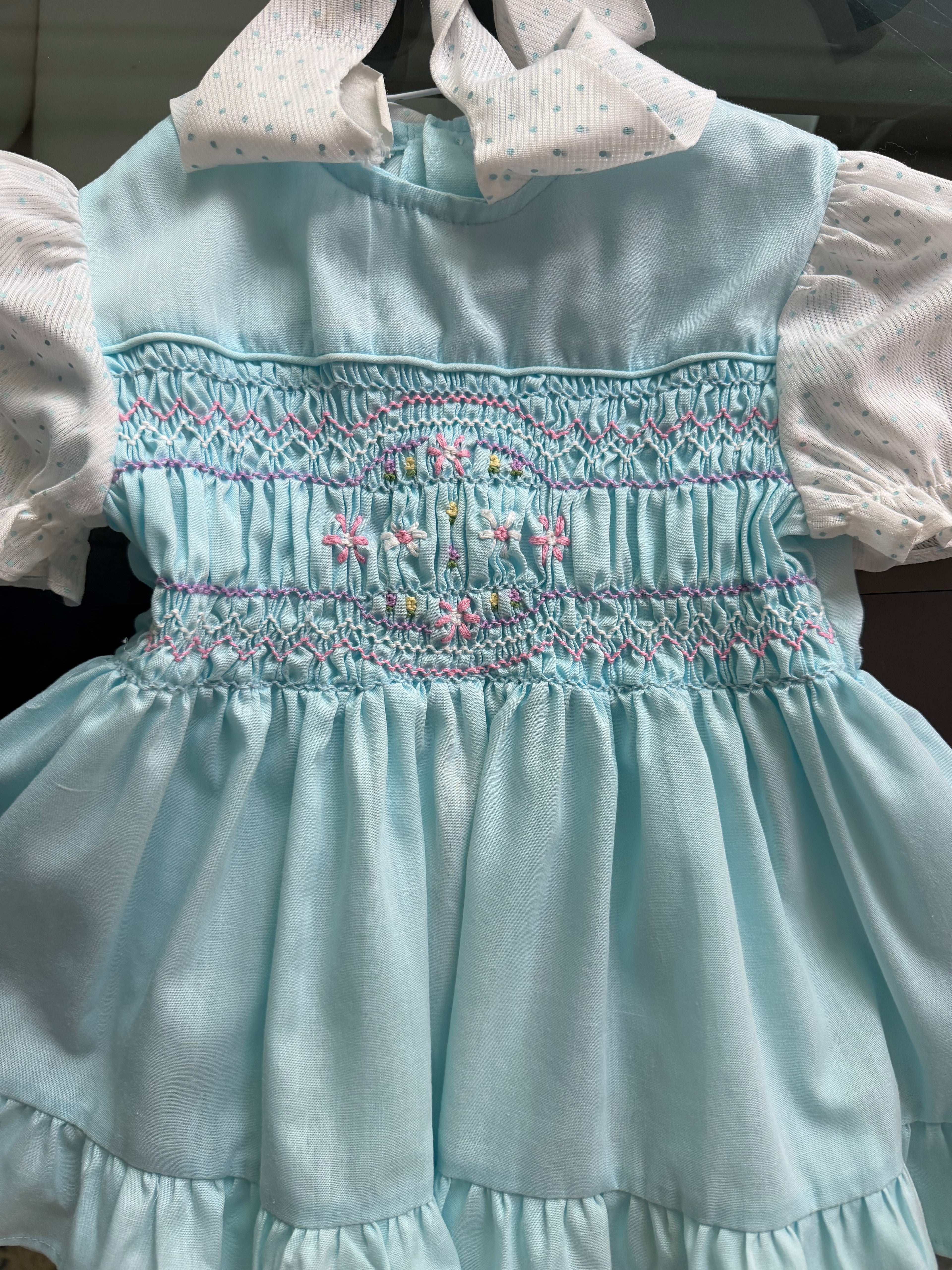 Light Blue Handsmocked and Embroidered Dress