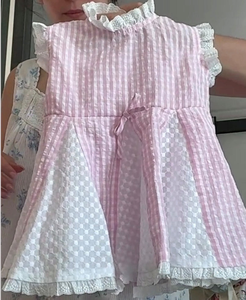 NEW - La Fefi Original - Sofia Dress - Pink Gingham - 2T