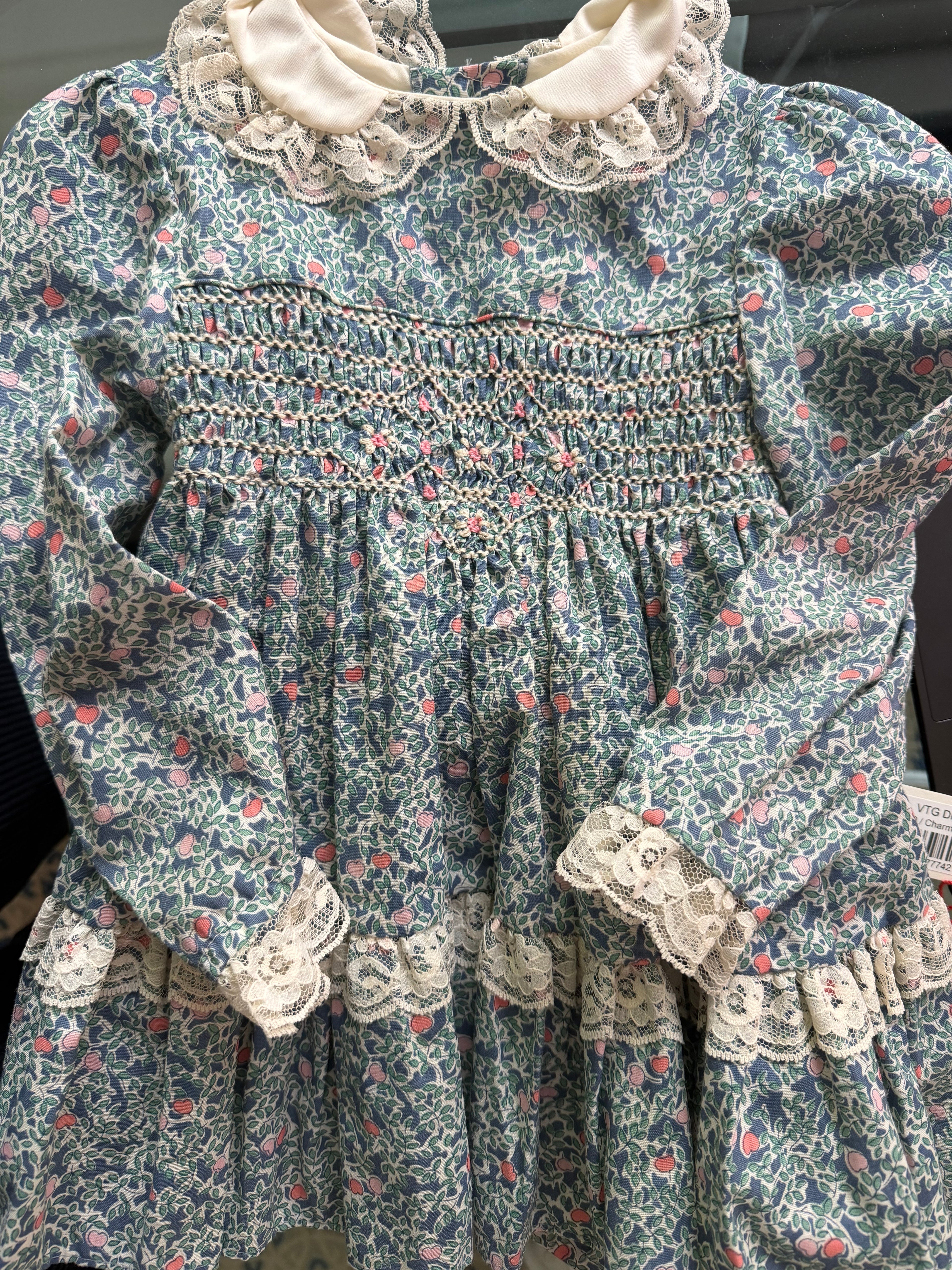 Blue Floral Liberty and Lace Dress