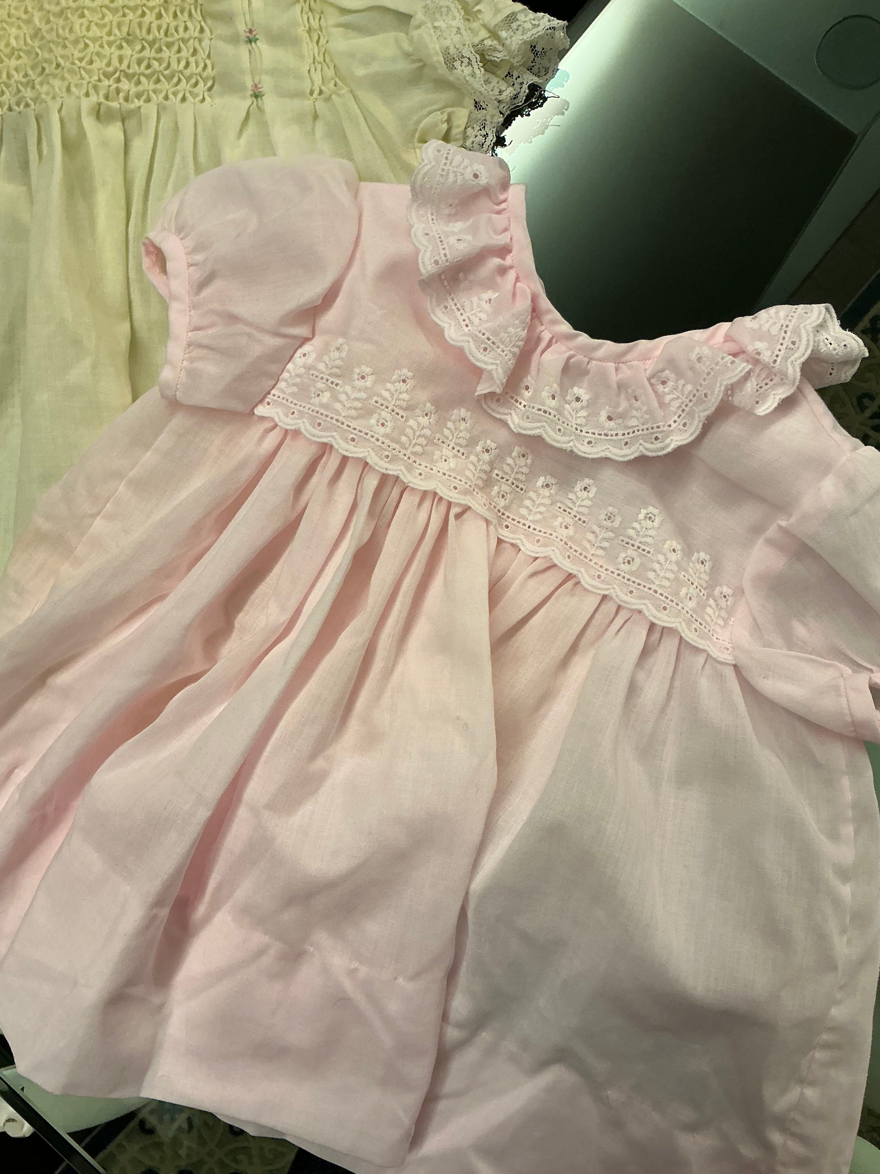 Pink eyelet baby dress