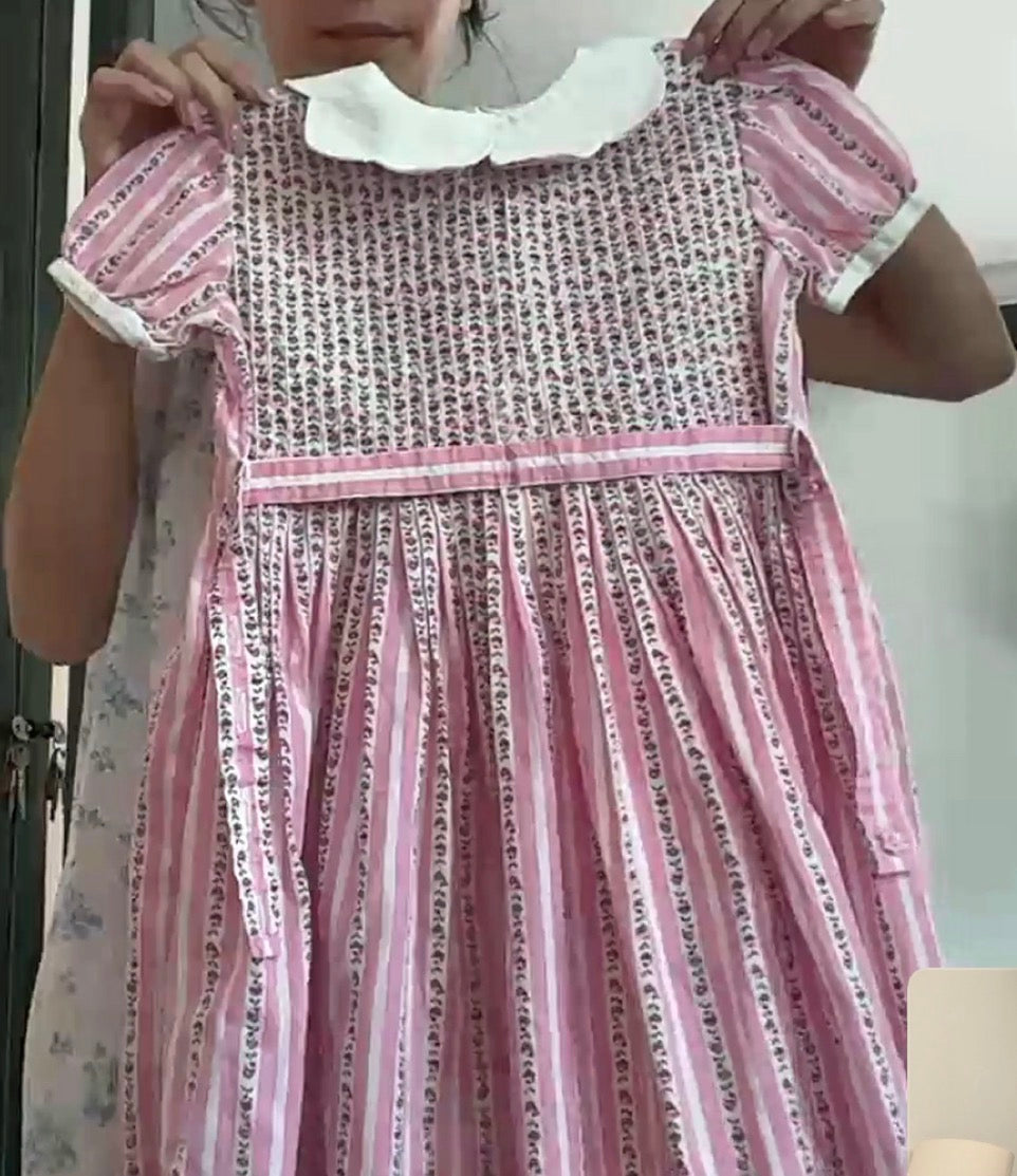 Vintage - Pink Ribbon Dress - 5/6T
