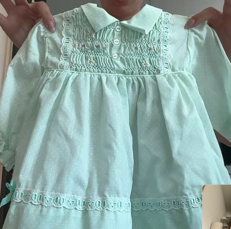 Vintage - Aqua long Sleeve Dress