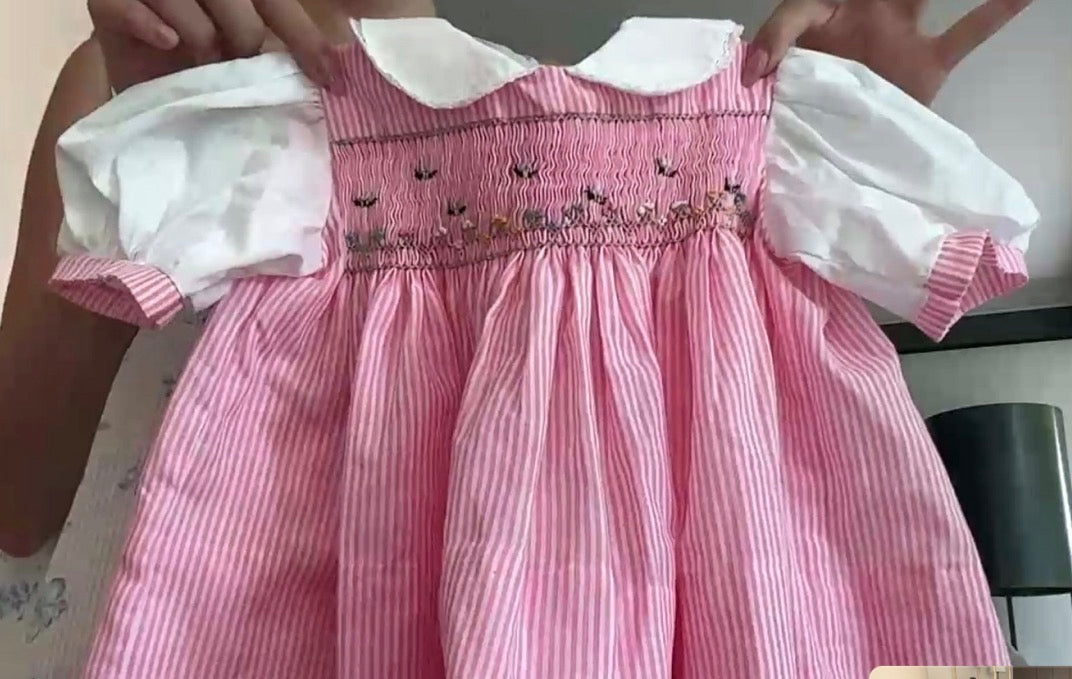 Vintage Pink Smocked Dress