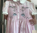 Vintage - Pink & White Stripe Embroidered Dress - 8T