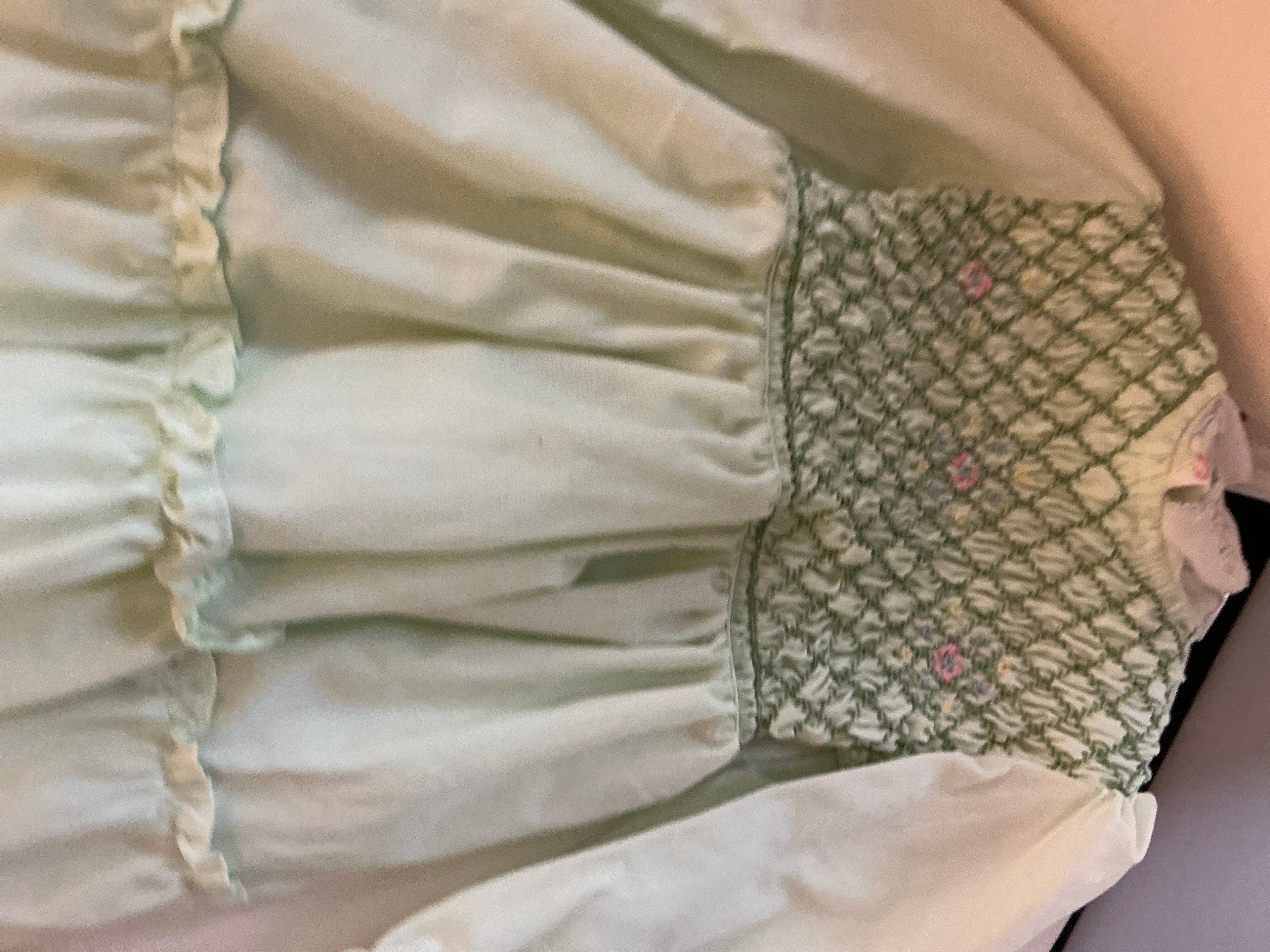 Vintage Green Dress multi colored collar 4T