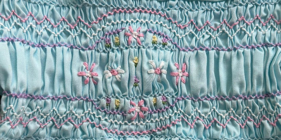 Light Blue Handsmocked and Embroidered Dress