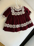Deep Red Velvet & Lace Dress