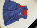 Blue Red Floral Corduroy Dress