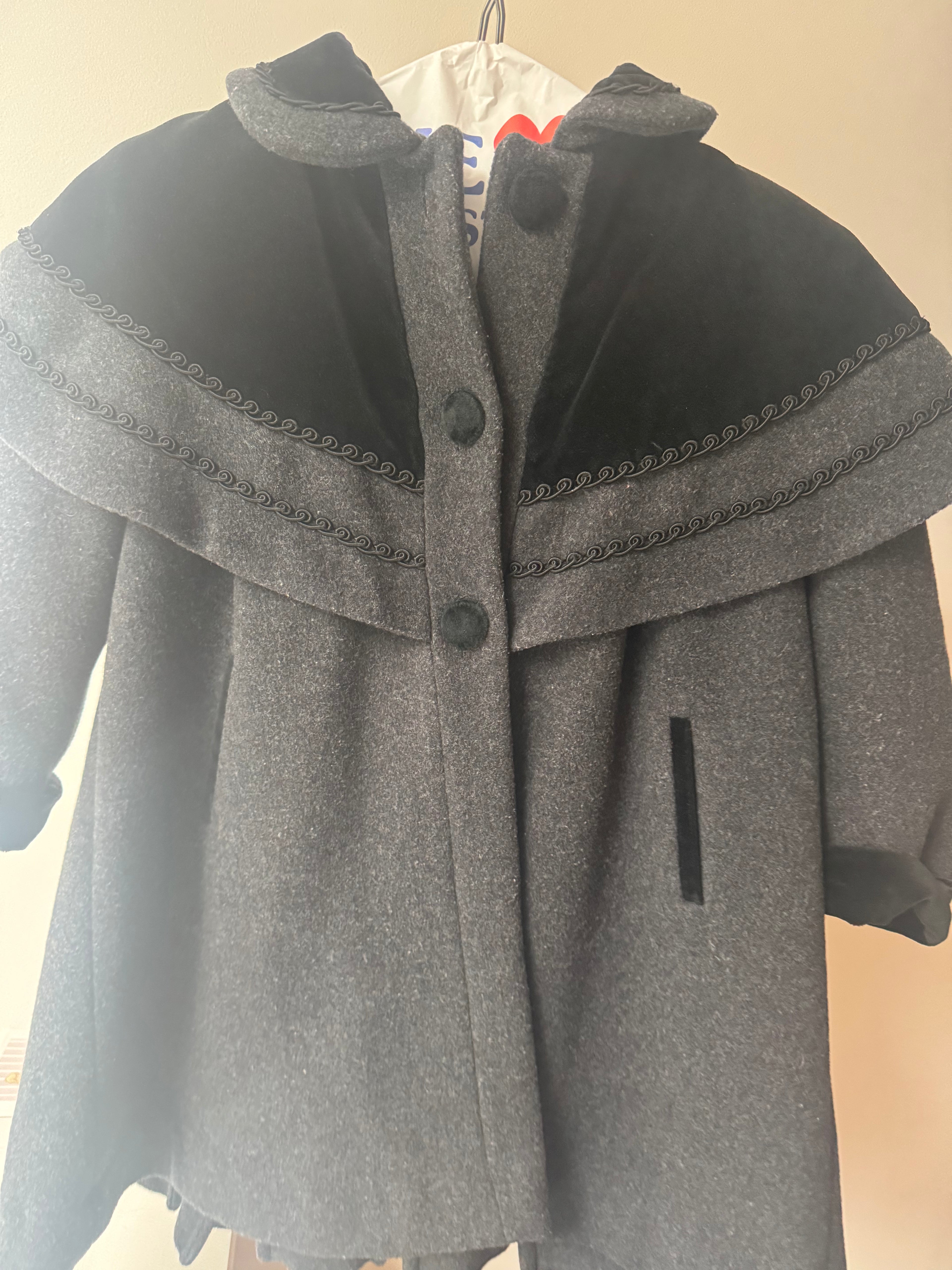 Gray and Black Capellette Coat - 4T