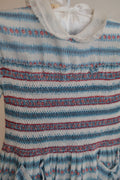 Antique Blue and Red Smocked Dress - 5/6t