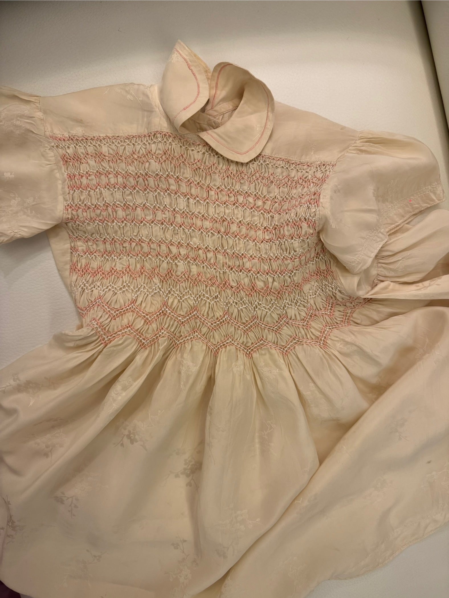 Silk Antique Dress Cream and Pink