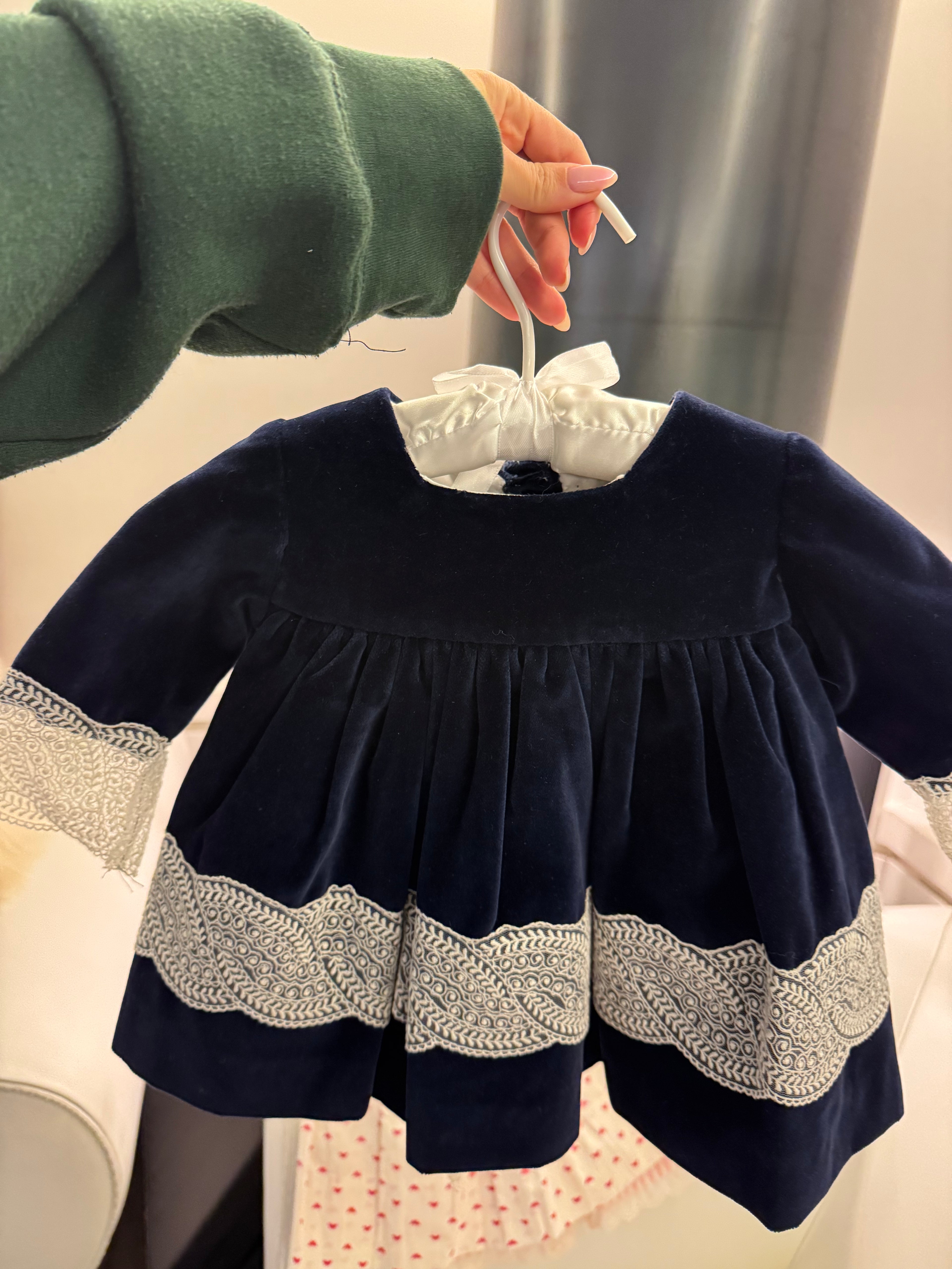 Navy Velvet & Lace Dress