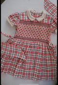 Antique Red and white Smocked Dress