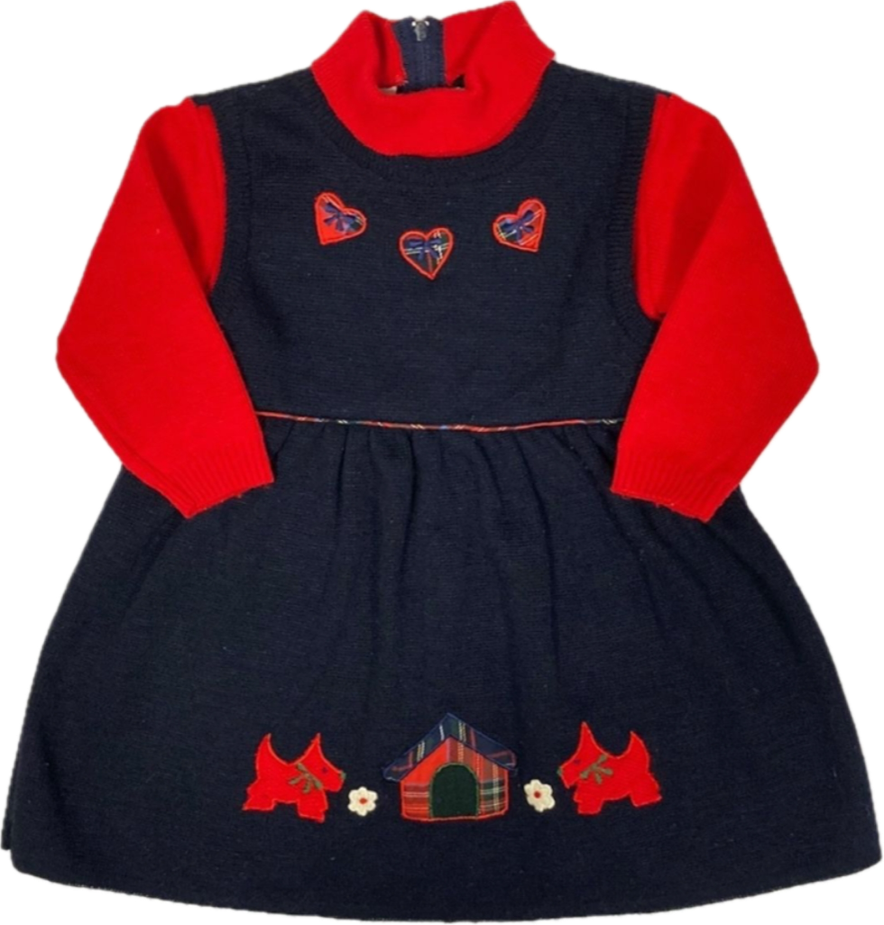 Scottie Turtleneck Dress (navy & red w/ long sleeves) - 18m