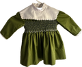 Green Hand Smocked Dress (w/ Sleeves) 2T